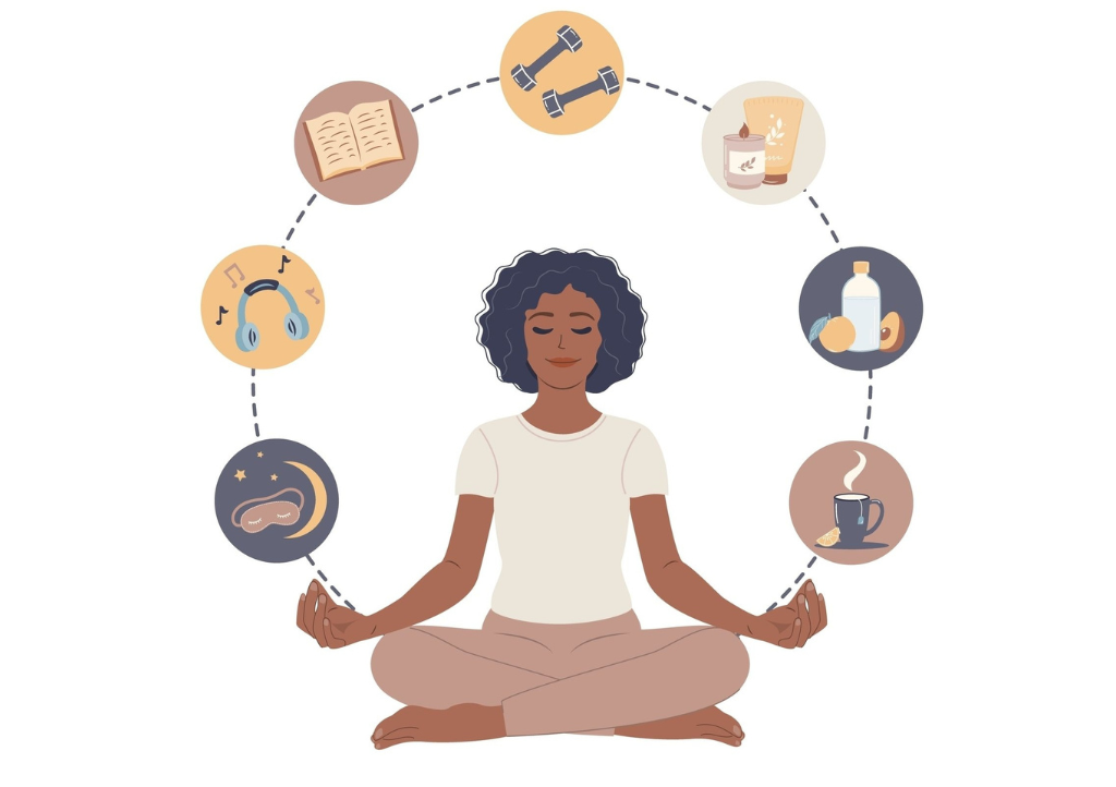 Person practicing self-care activities to support healthy lifestyle habits and overall wellbeing
